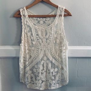 Cream lace tank